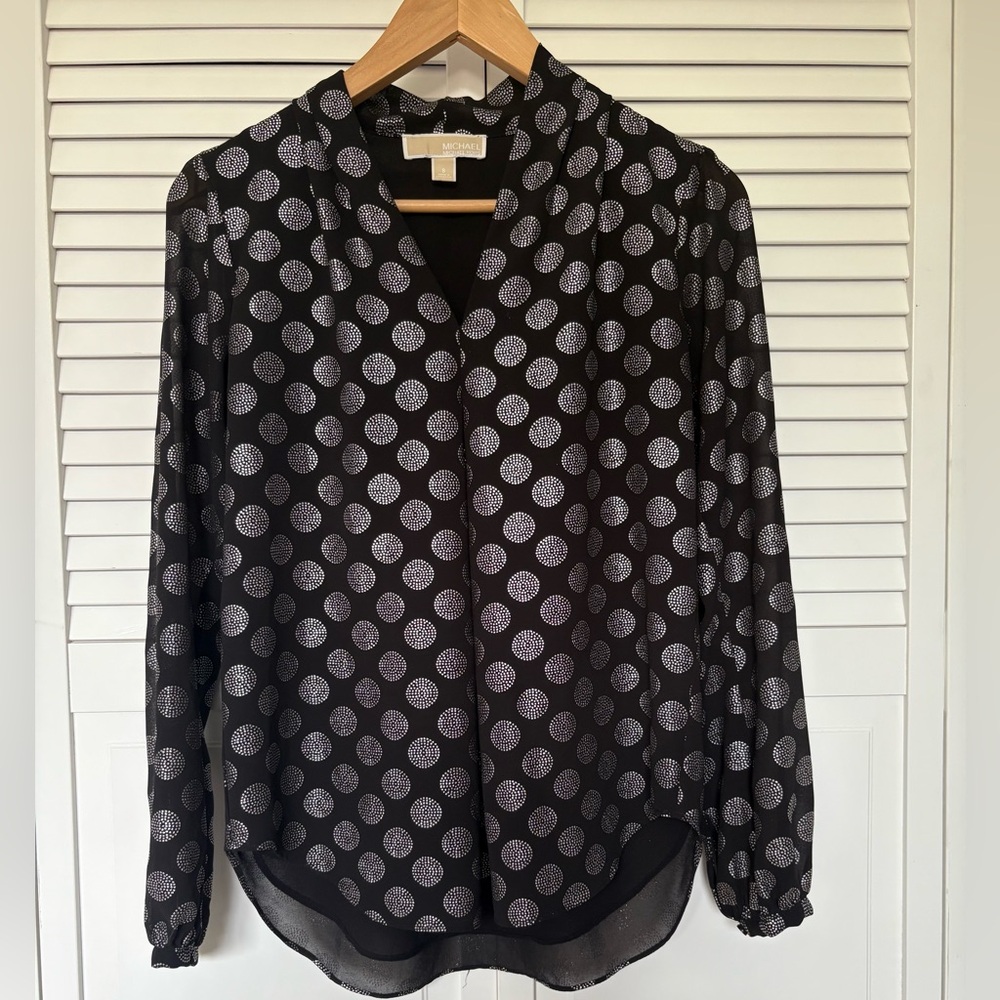 Michael Kors Black and White Polka Dot Blouse